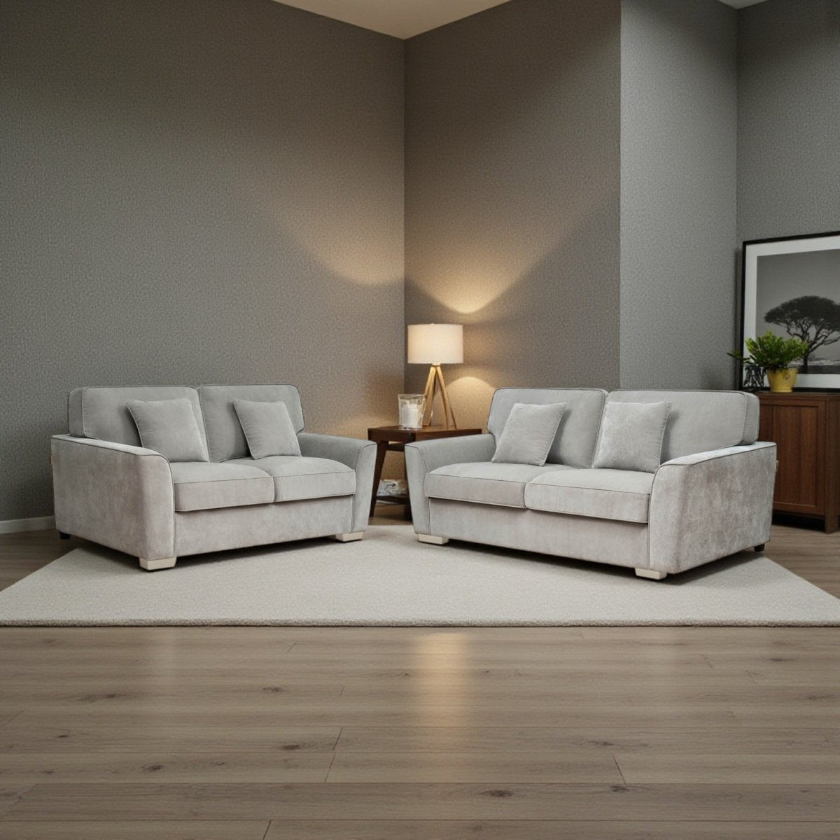 Harrow Grey 2 & 3 Seater Set - The Furniture Warehouse