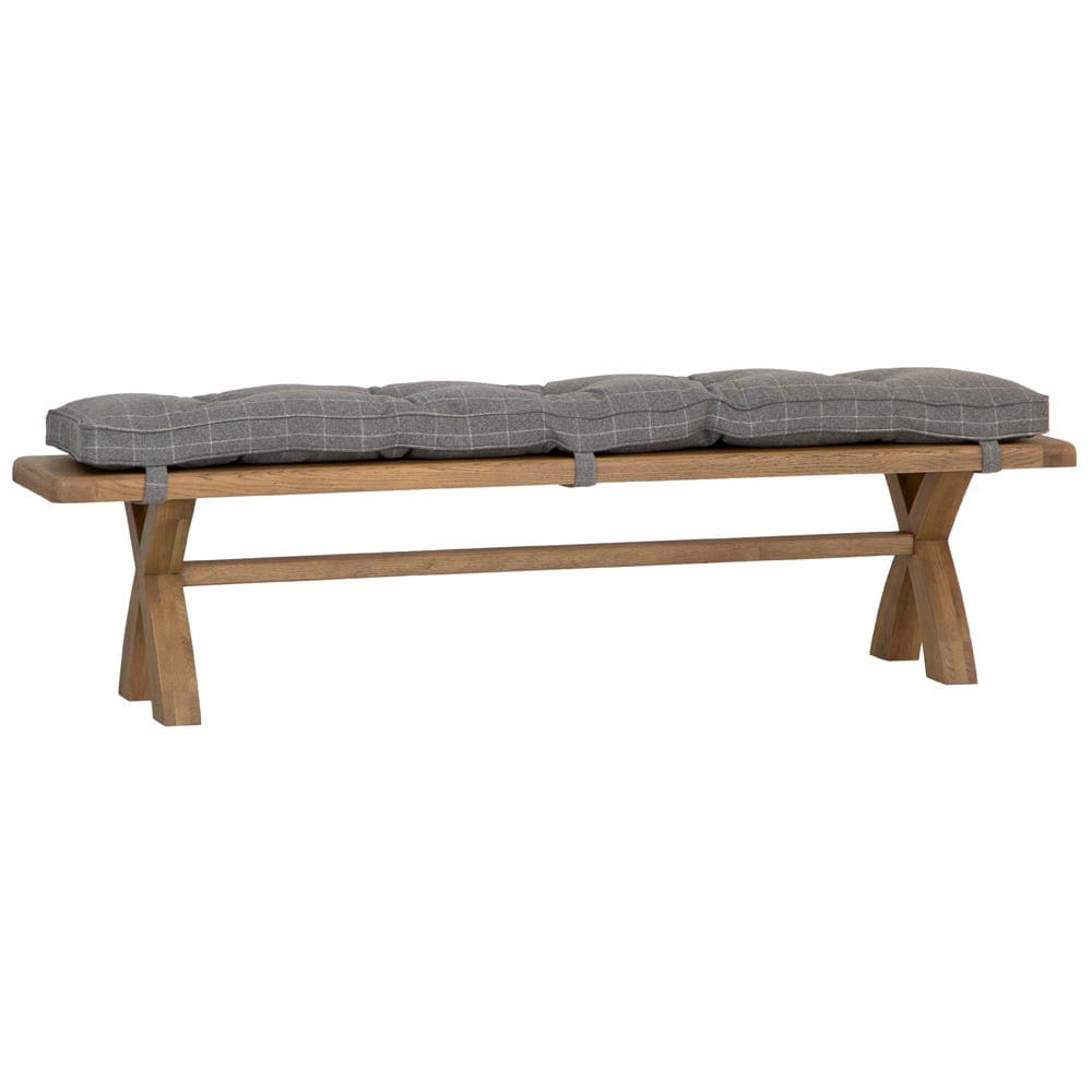 Wessex Smoked Oak Grey Check Cushion for 2.0m Bench