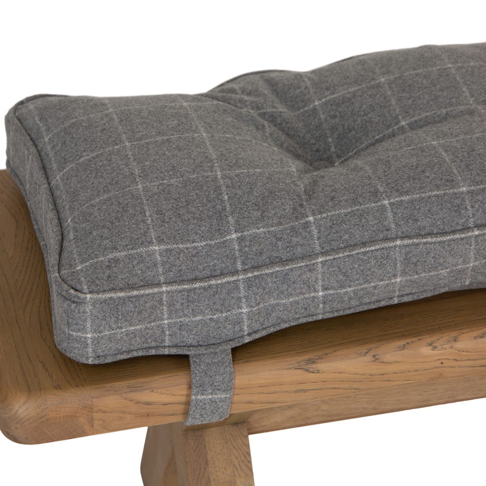Wessex Smoked Oak Grey Check Cushion for 2.0m Bench
