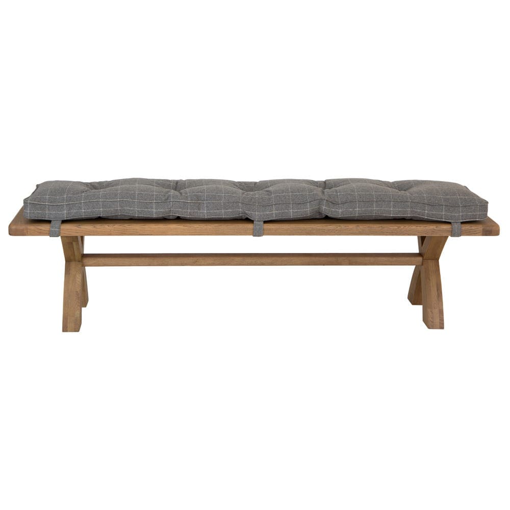 Wessex Smoked Oak Grey Check Cushion for 2.0m Bench