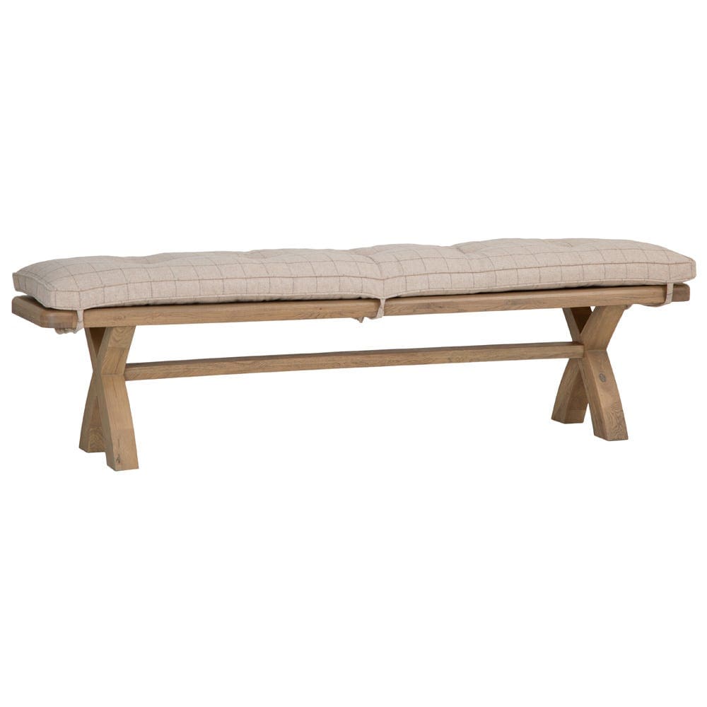 Wessex Smoked Oak Natural Check Cushion for 2.0m Bench
