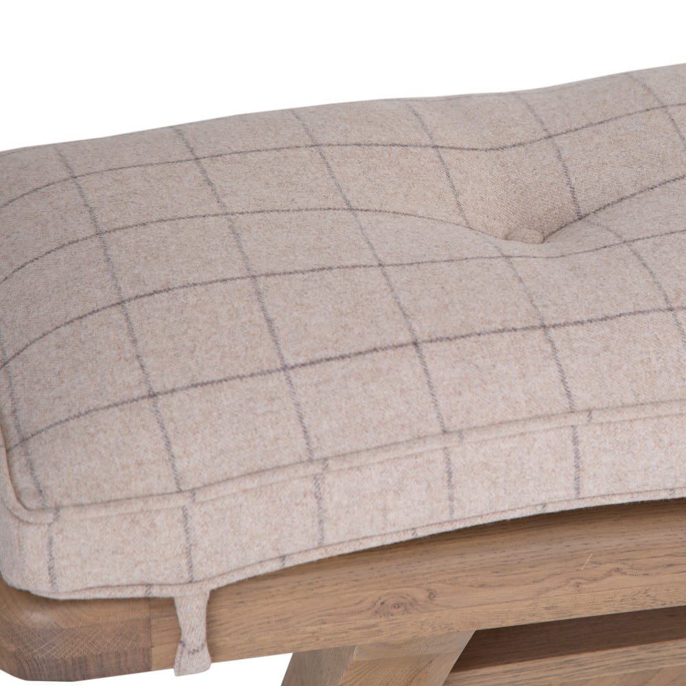 Wessex Smoked Oak Natural Check Cushion for 2.0m Bench
