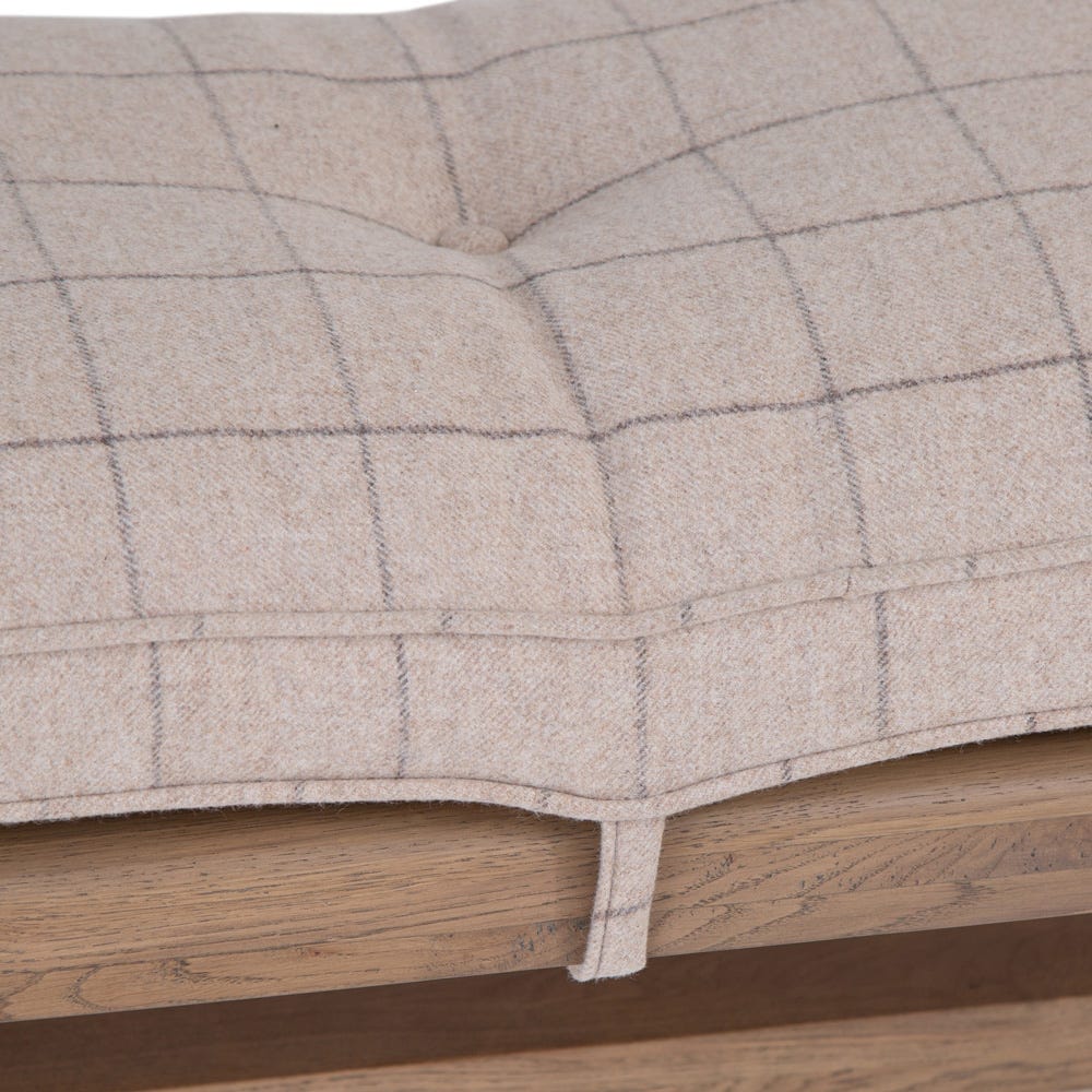 Wessex Smoked Oak Natural Check Cushion for 2.0m Bench