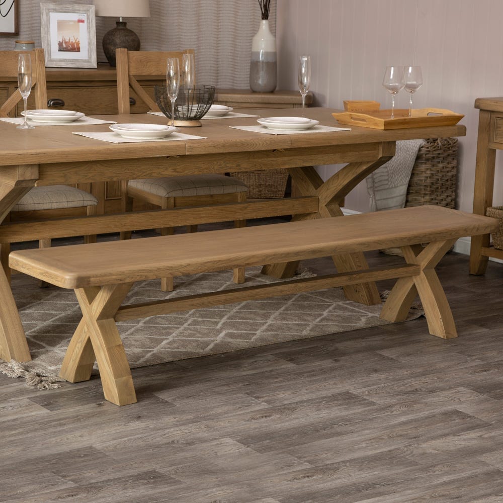 Wessex Smoked Oak 2.0m Cross Leg Bench