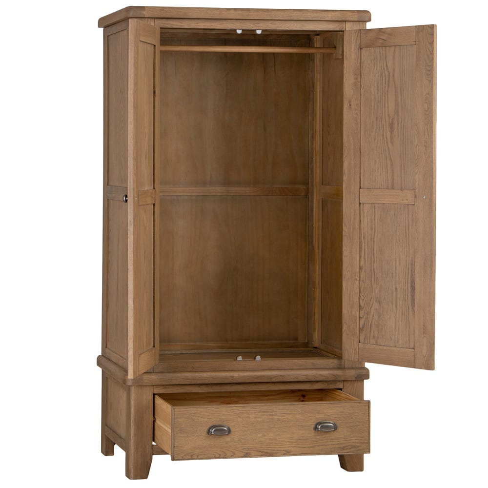 Wessex Smoked Oak 2 Door Wardrobe with Drawer