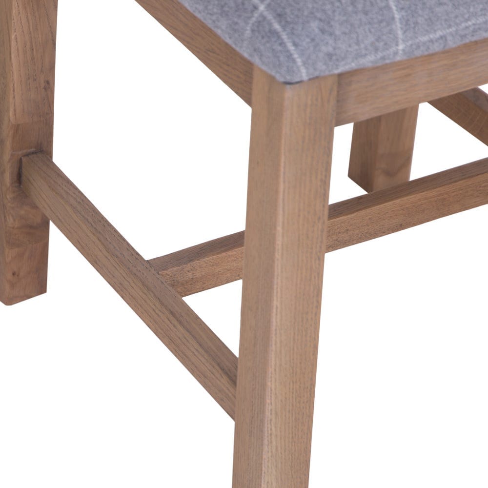 Wessex Smoked Oak Cross Back Dining Chair With Grey Check Seat
