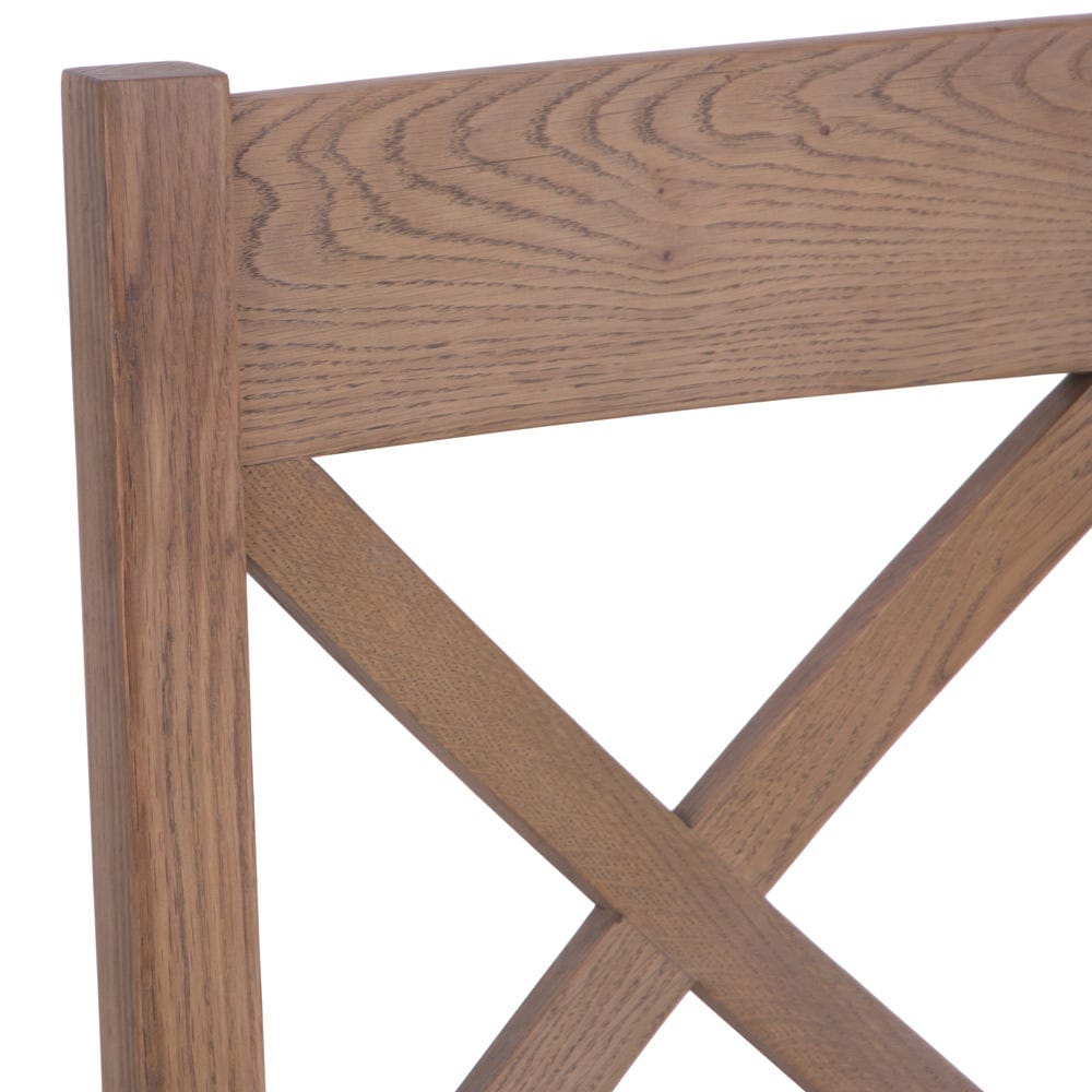 Wessex Smoked Oak Cross Back Dining Chair With Grey Check Seat