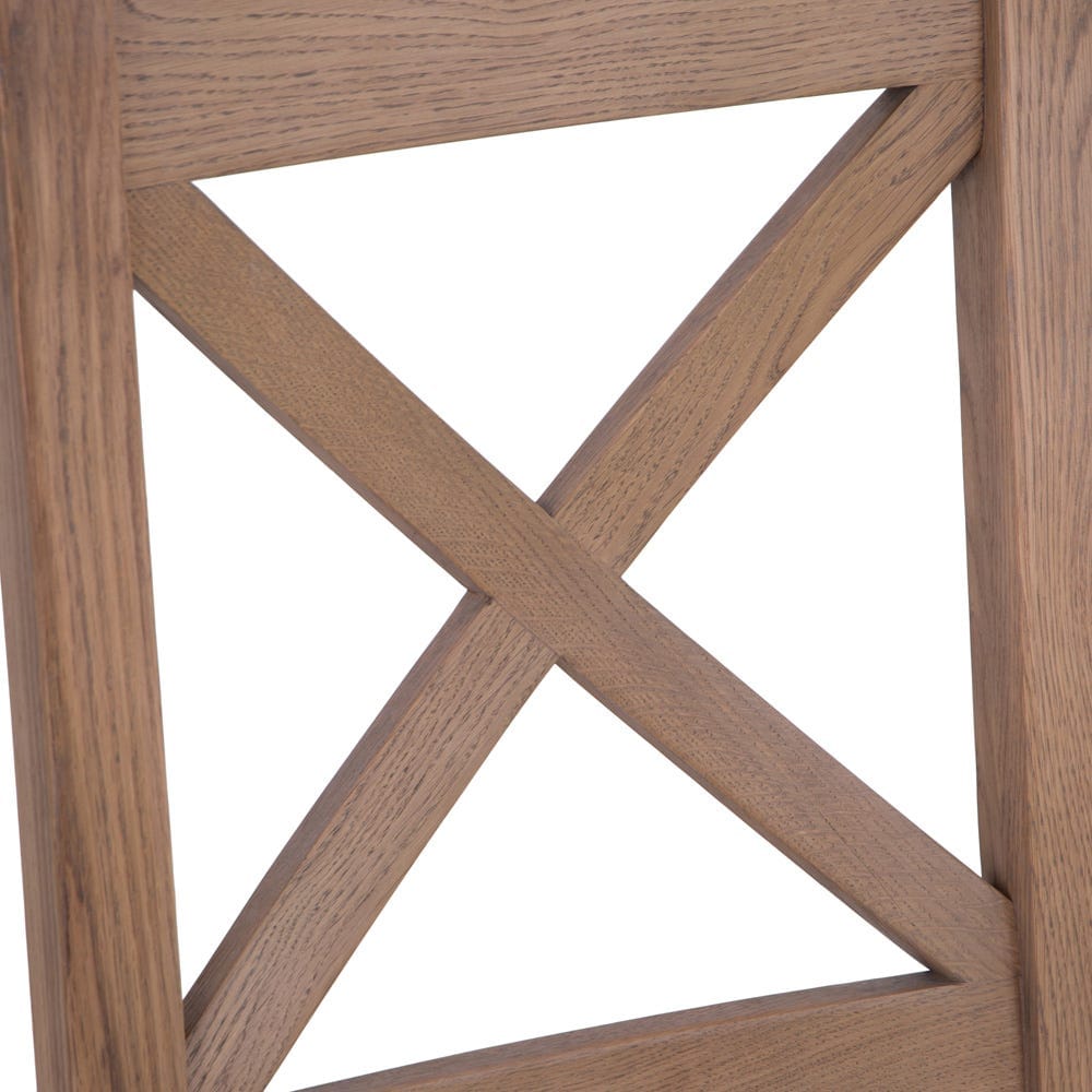 Wessex Smoked Oak Cross Back Dining Chair With Grey Check Seat