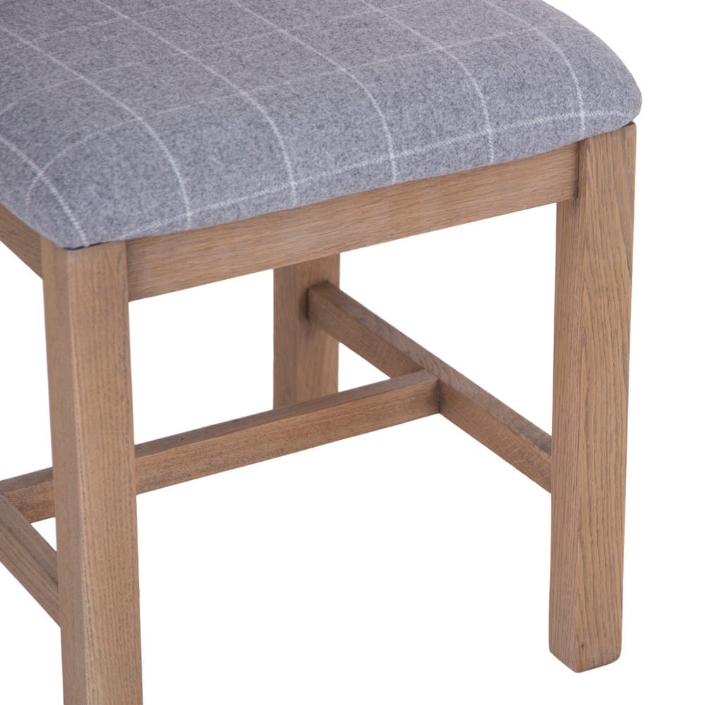 Wessex Smoked Oak Cross Back Dining Chair With Grey Check Seat
