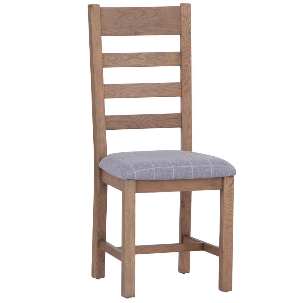 Wessex Smoked Oak Ladder Back Dining Chair With Grey Check Seat