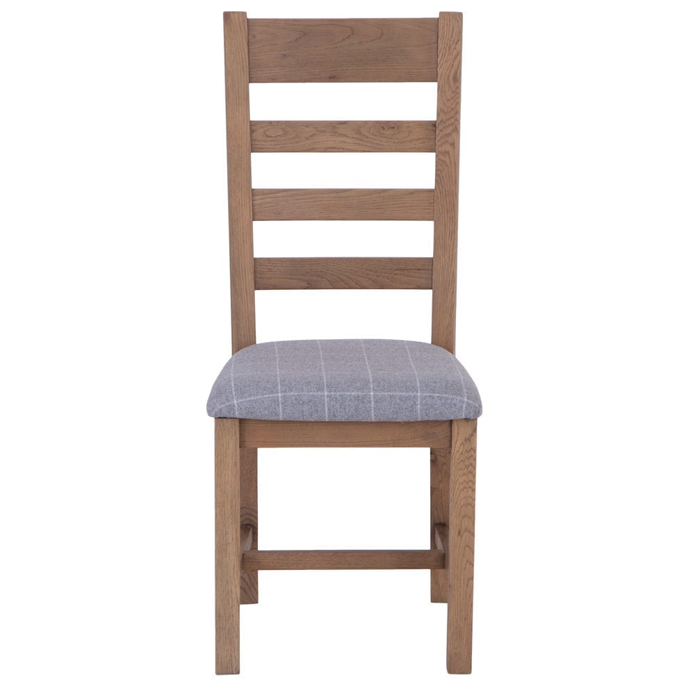 Wessex Smoked Oak Ladder Back Dining Chair With Grey Check Seat