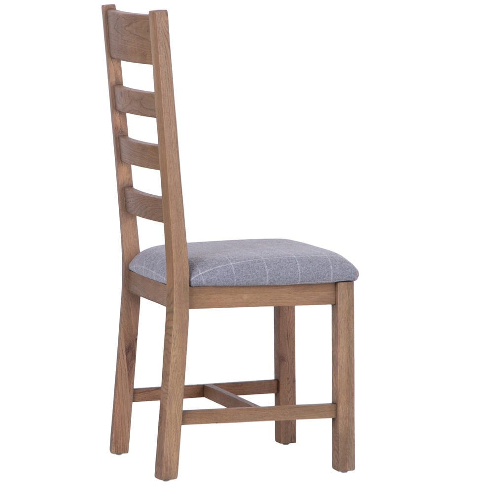 Wessex Smoked Oak Ladder Back Dining Chair With Grey Check Seat