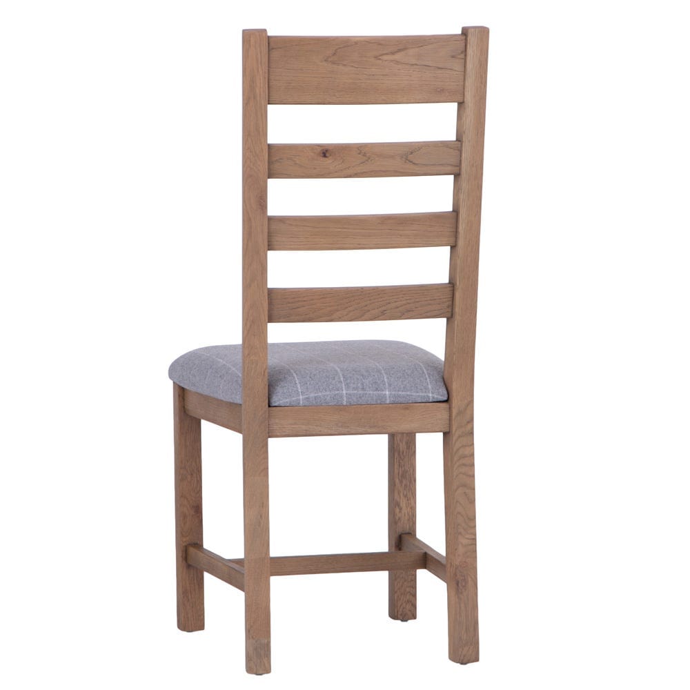 Wessex Smoked Oak Ladder Back Dining Chair With Grey Check Seat