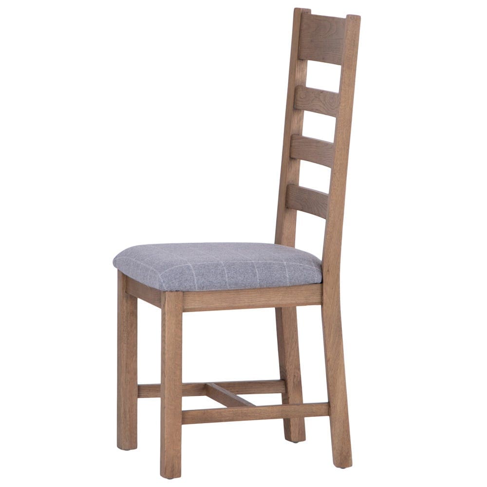 Wessex Smoked Oak Ladder Back Dining Chair With Grey Check Seat