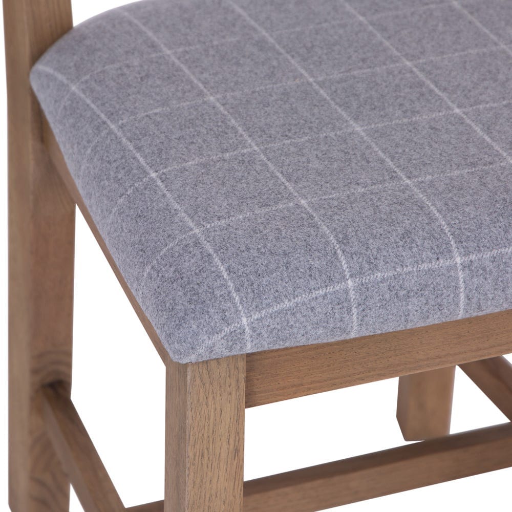 Wessex Smoked Oak Ladder Back Dining Chair With Grey Check Seat