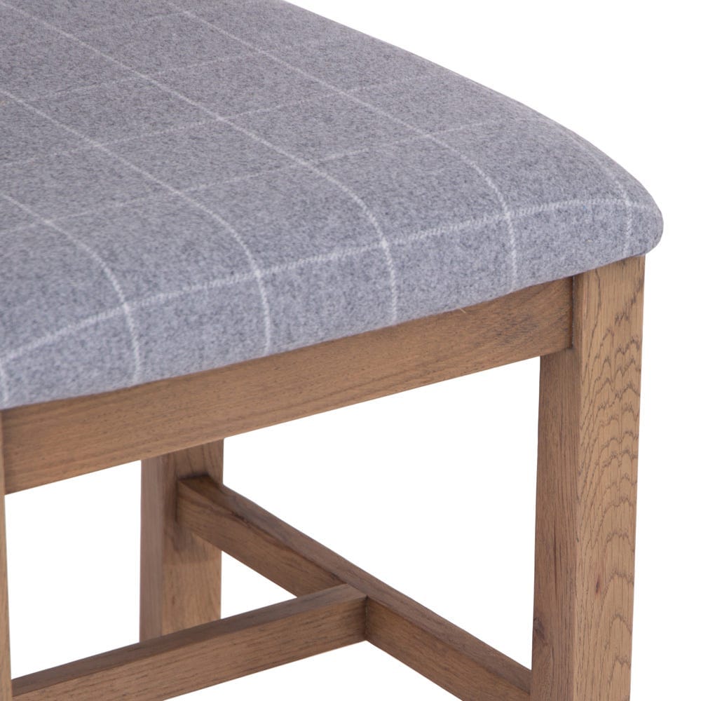 Wessex Smoked Oak Ladder Back Dining Chair With Grey Check Seat