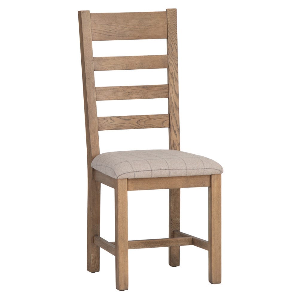 Wessex Smoked Oak Ladder Back Dining Chair With Natural Check Seat