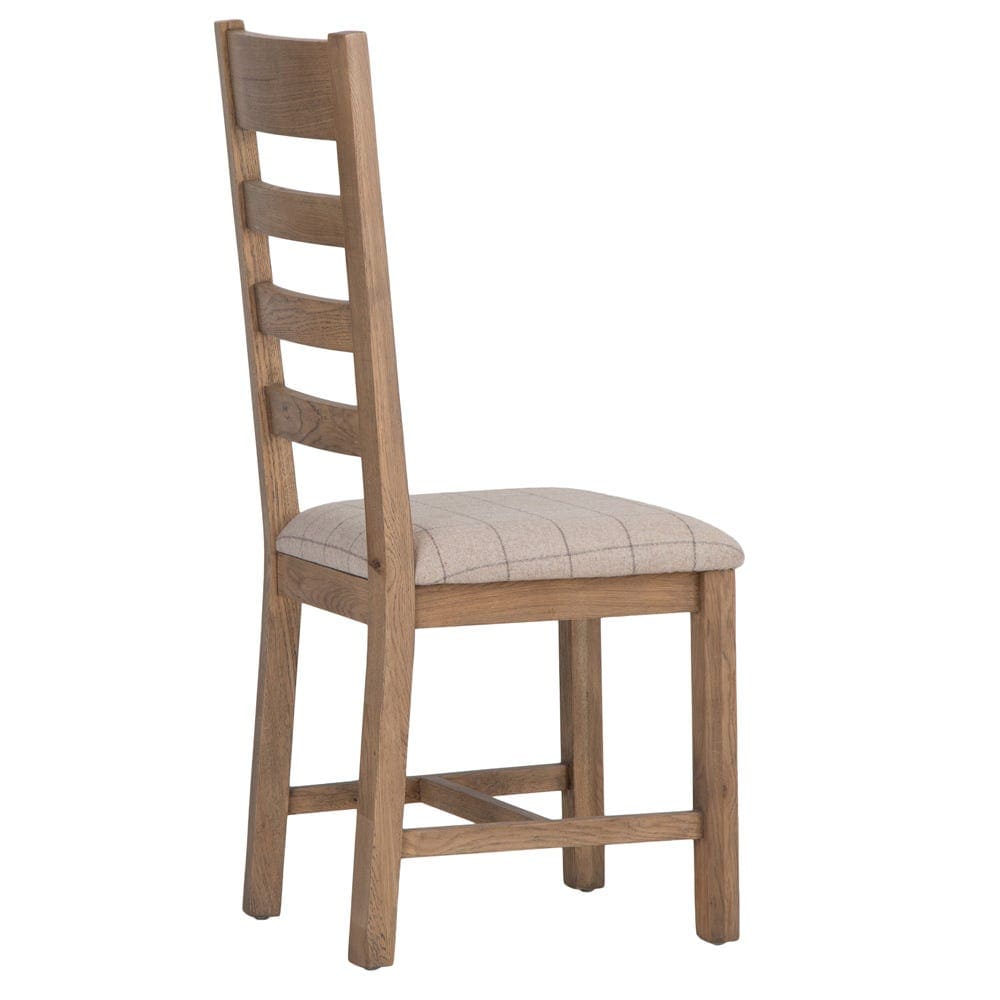 Wessex Smoked Oak Ladder Back Dining Chair With Natural Check Seat