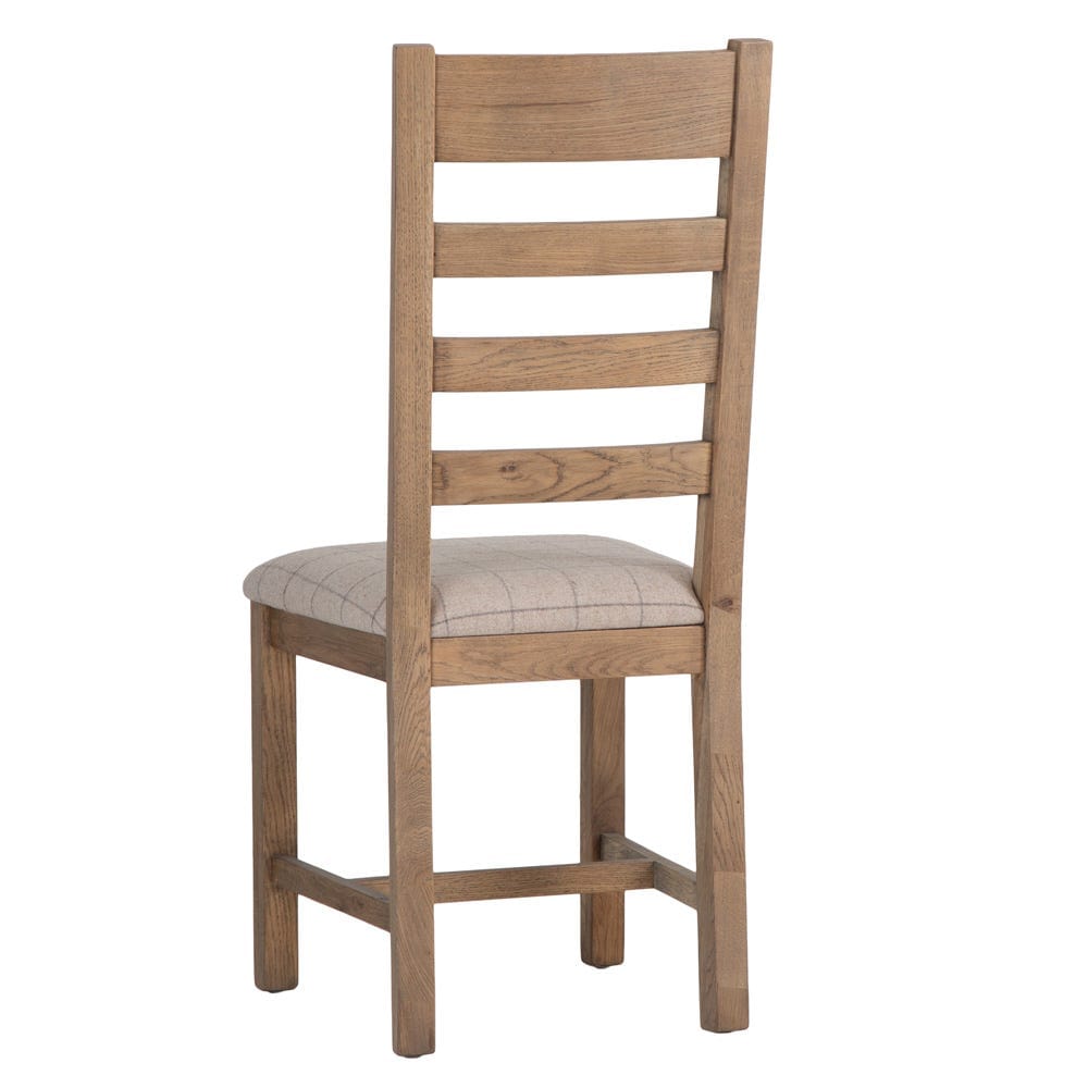 Wessex Smoked Oak Ladder Back Dining Chair With Natural Check Seat
