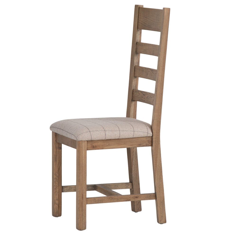 Wessex Smoked Oak Ladder Back Dining Chair With Natural Check Seat
