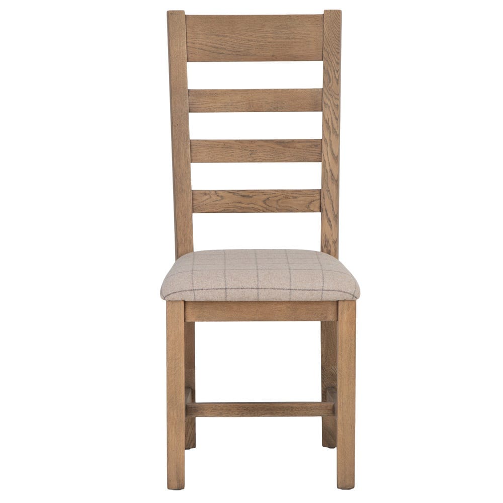 Wessex Smoked Oak Ladder Back Dining Chair With Natural Check Seat