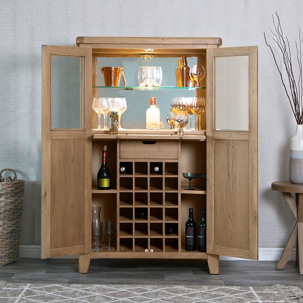 Wessex Smoked Oak Extra Large Tall Drinks Cabinet
