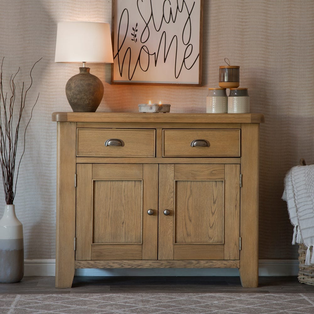 Wessex Smoked Oak Small 2 Drawer 2 Door Sideboard