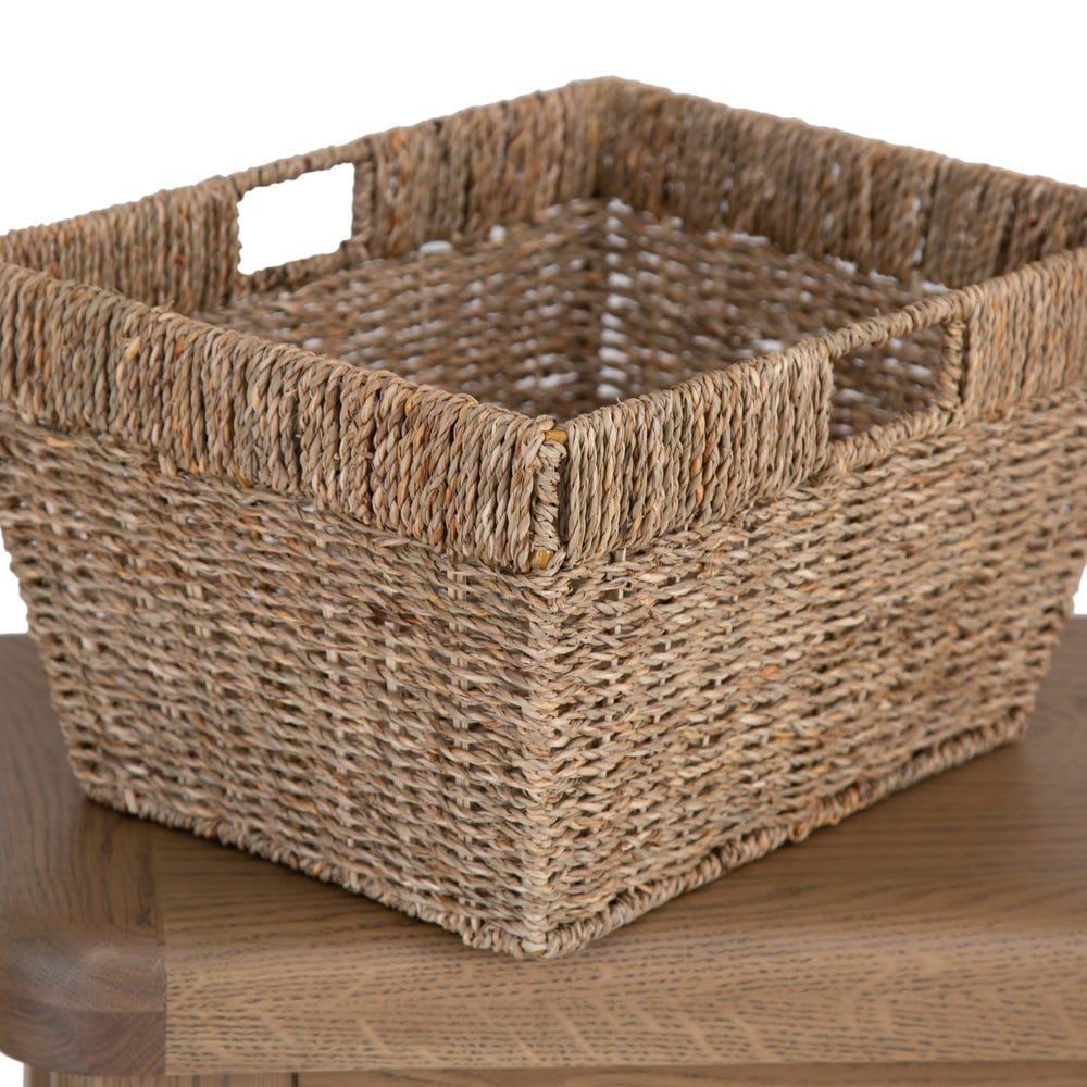 Wessex Smoked Oak Telephone Table with Wicker Basket
