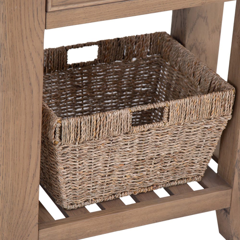 Wessex Smoked Oak Telephone Table with Wicker Basket
