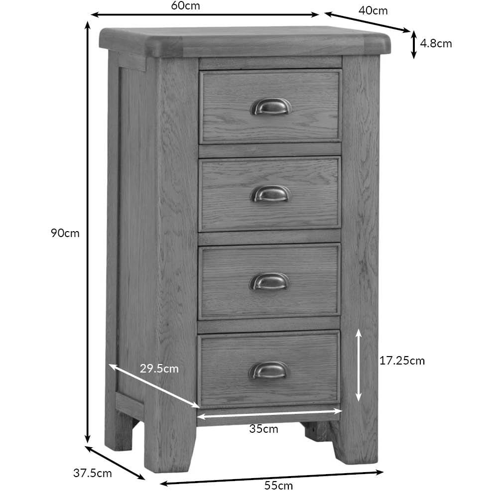 Wessex Smoked Oak 4 Drawer Tallboy