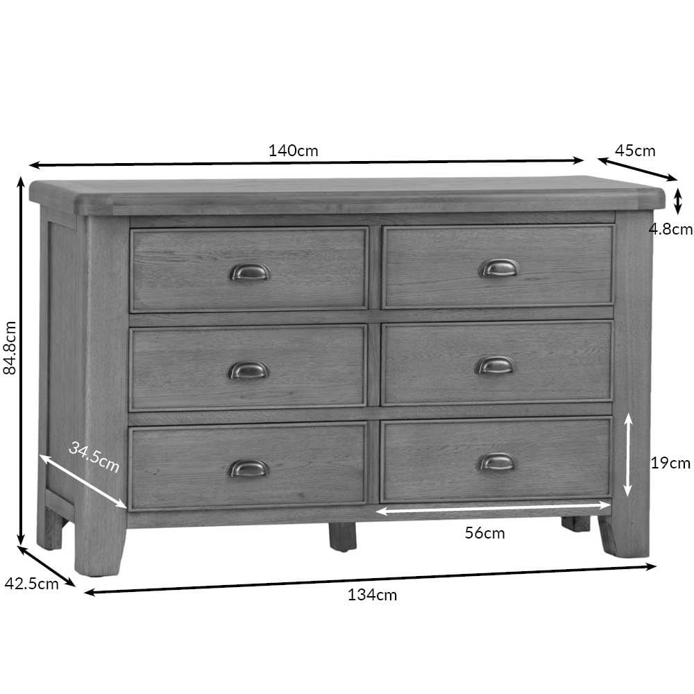 Wessex Smoked Oak Chest of 6 Drawers