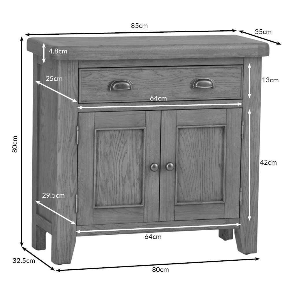 Wessex Smoked Oak Mini 1 Drawer 2 Door Sideboard