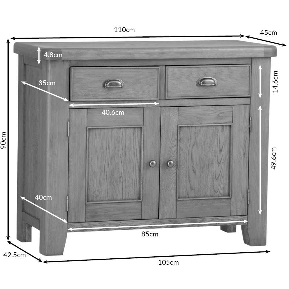 Wessex Smoked Oak Small 2 Drawer 2 Door Sideboard