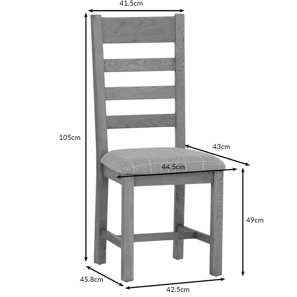 Wessex Smoked Oak Ladder Back Dining Chair With Grey Check Seat
