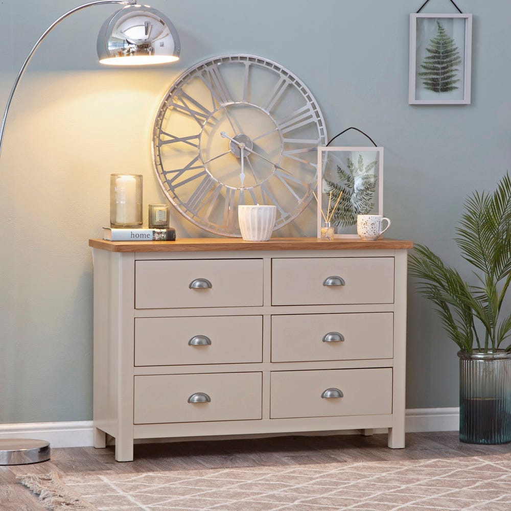 Rutland Painted Oak Chest of 6 Drawers
