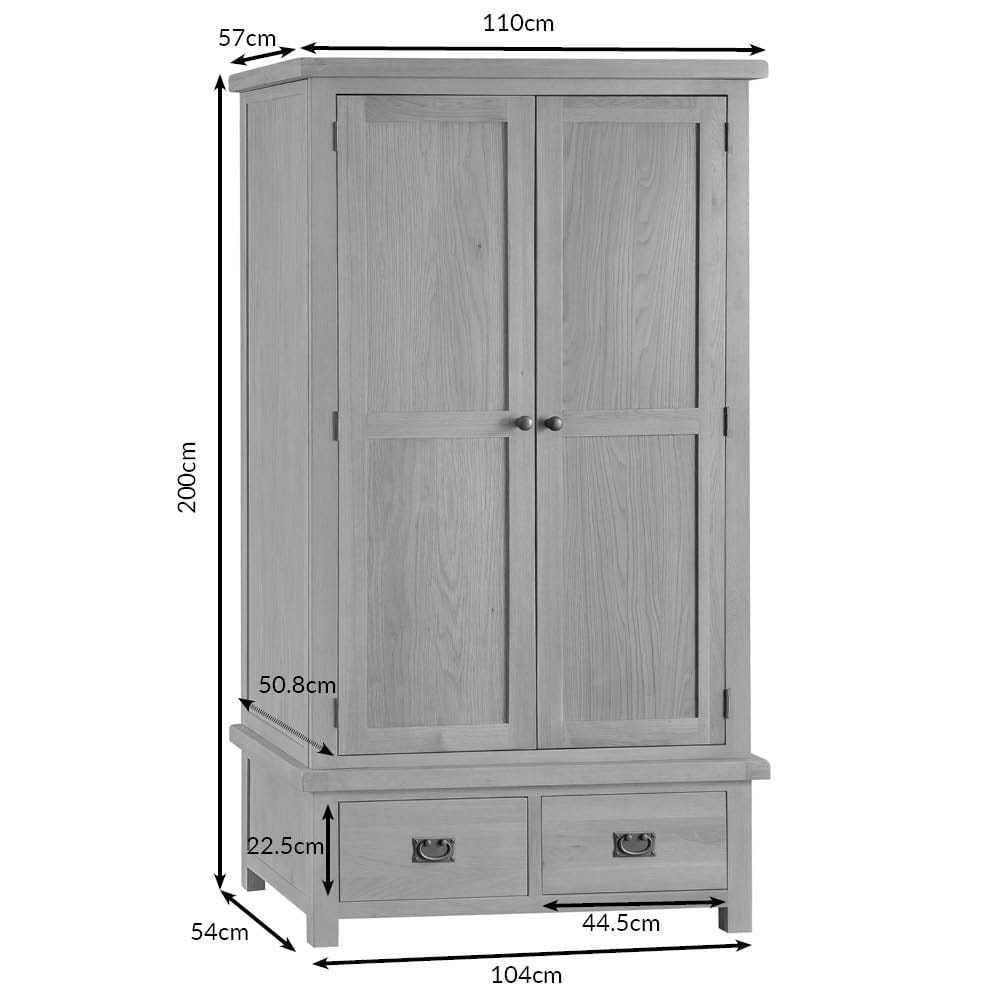 Winchester Oak 2 Door Wardrobe