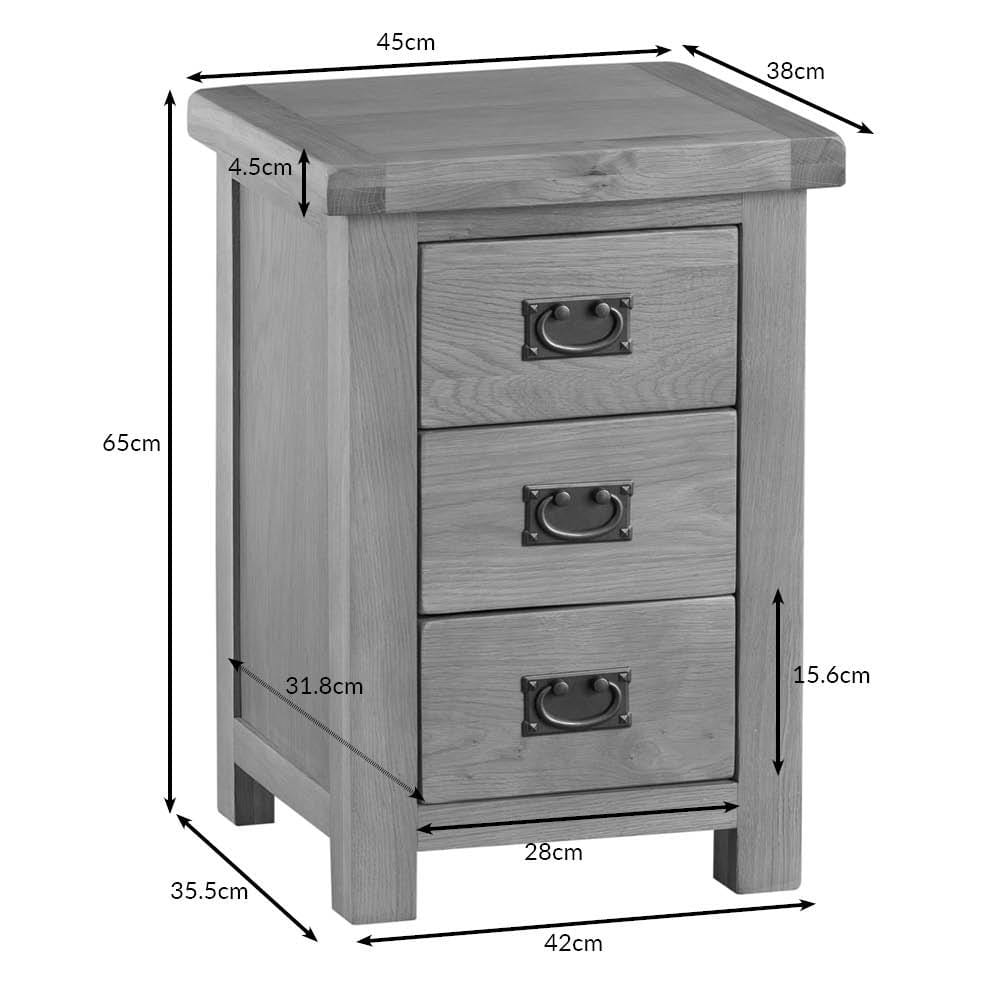 Winchester Oak Large 3 Drawer Bedside