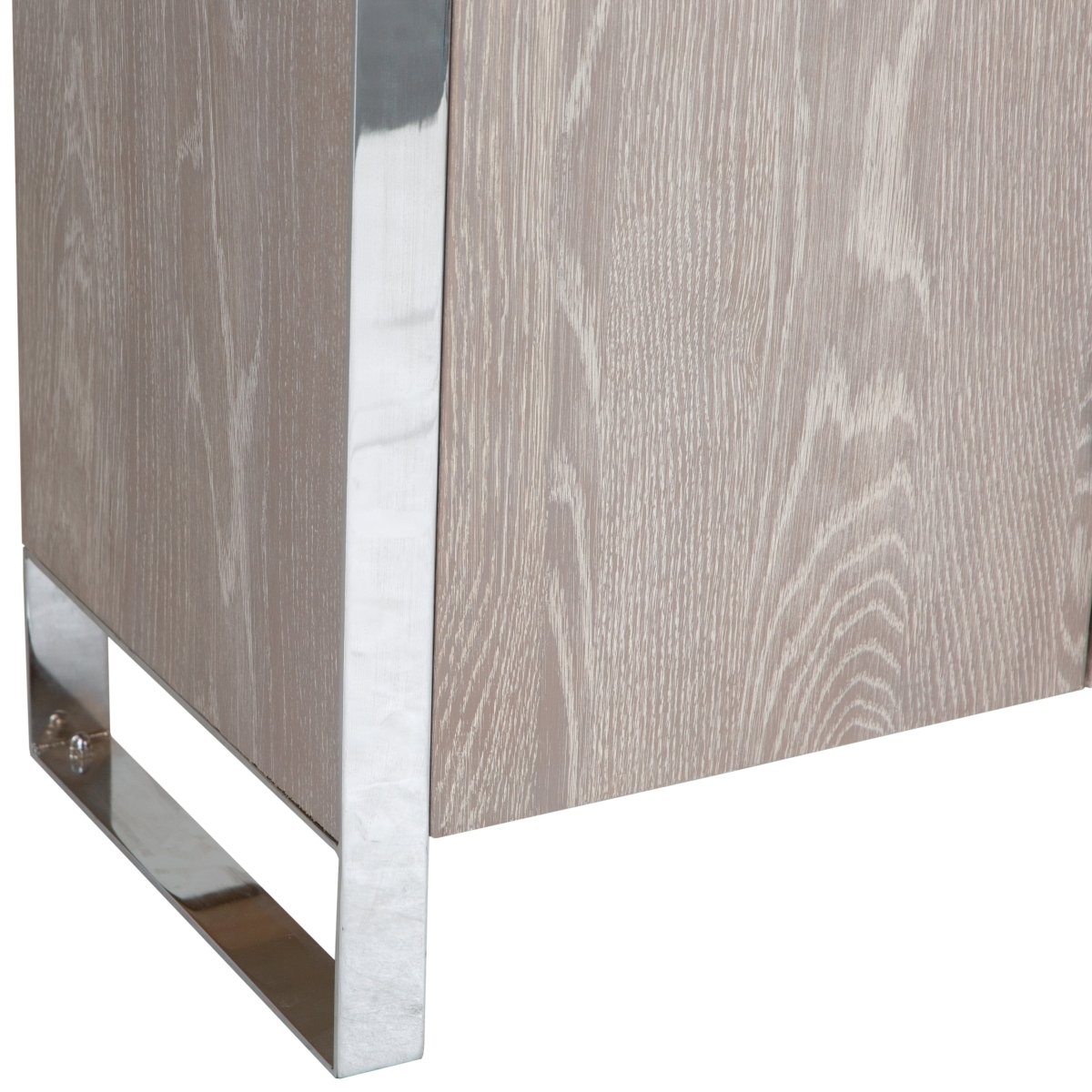 Milan Chrome & Oak Glass Drinks Cabinet - The Furniture Warehouse