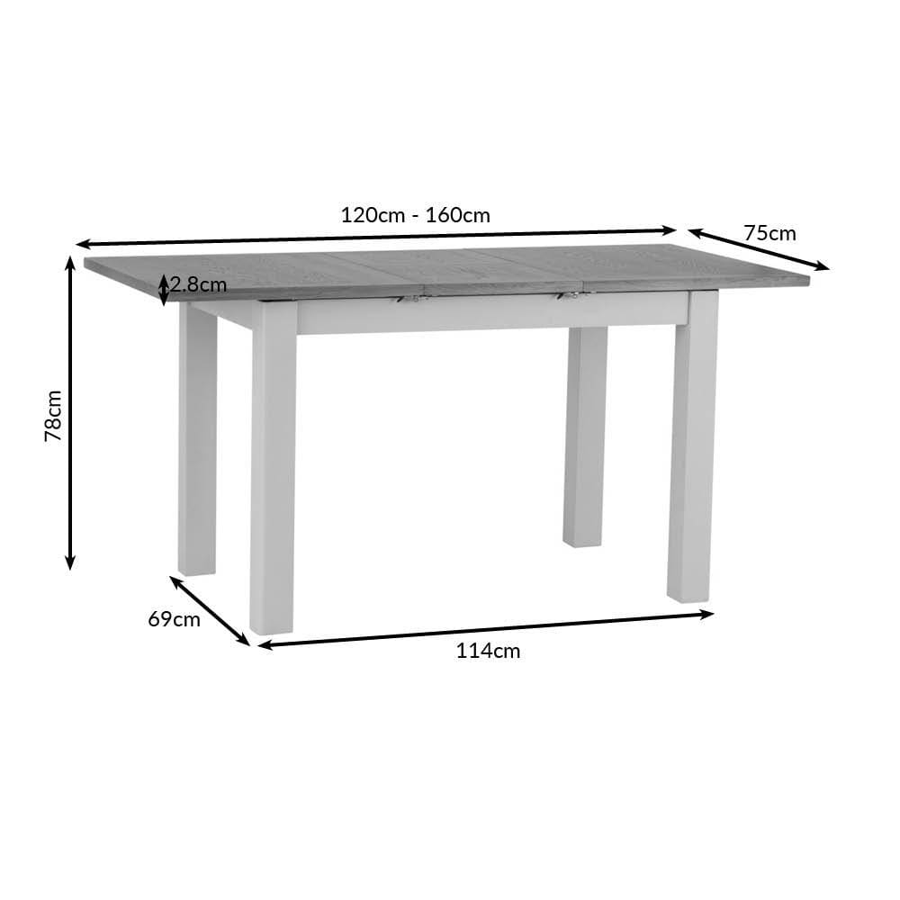Rutland Painted Oak 1.2m Extending Dining Table
