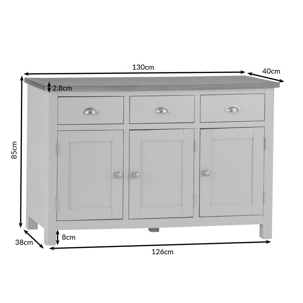 Rutland Painted Oak 3 Door 3 Drawer Large Sideboard