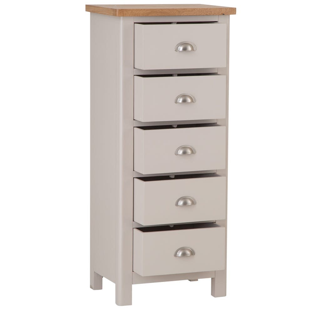Rutland Painted Oak 5 Drawer Tallboy