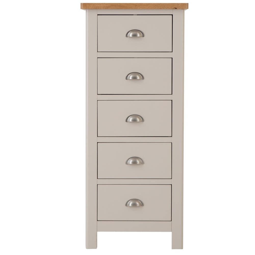 Rutland Painted Oak 5 Drawer Tallboy
