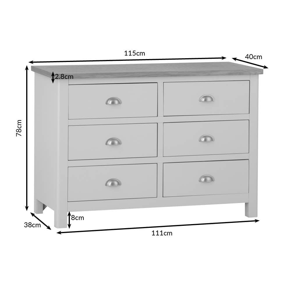Rutland Painted Oak Chest of 6 Drawers