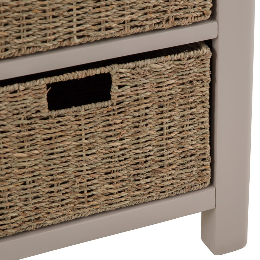Rutland Painted Oak 1 Drawer 2 Wicker Basket Cabinet