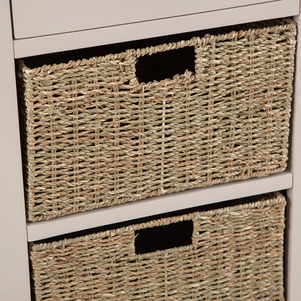 Rutland Painted Oak 1 Drawer 2 Wicker Basket Cabinet