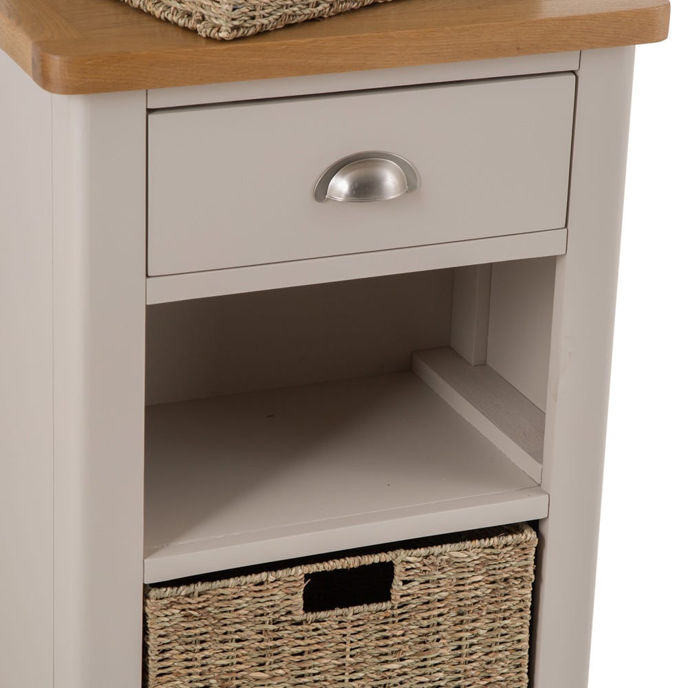 Rutland Painted Oak 1 Drawer 2 Wicker Basket Cabinet