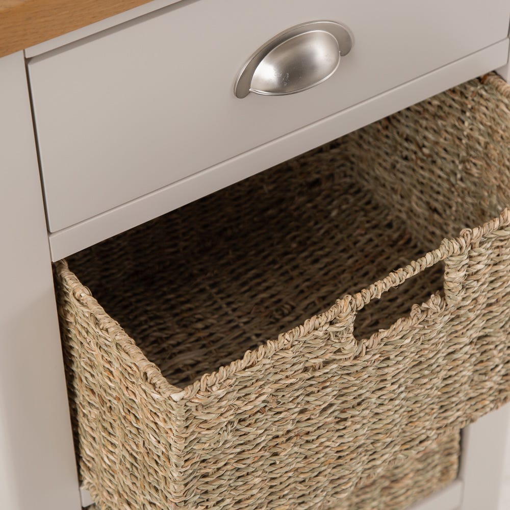 Rutland Painted Oak 1 Drawer 2 Wicker Basket Cabinet