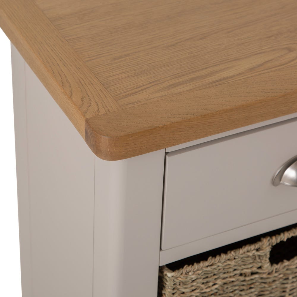 Rutland Painted Oak 1 Drawer 2 Wicker Basket Cabinet