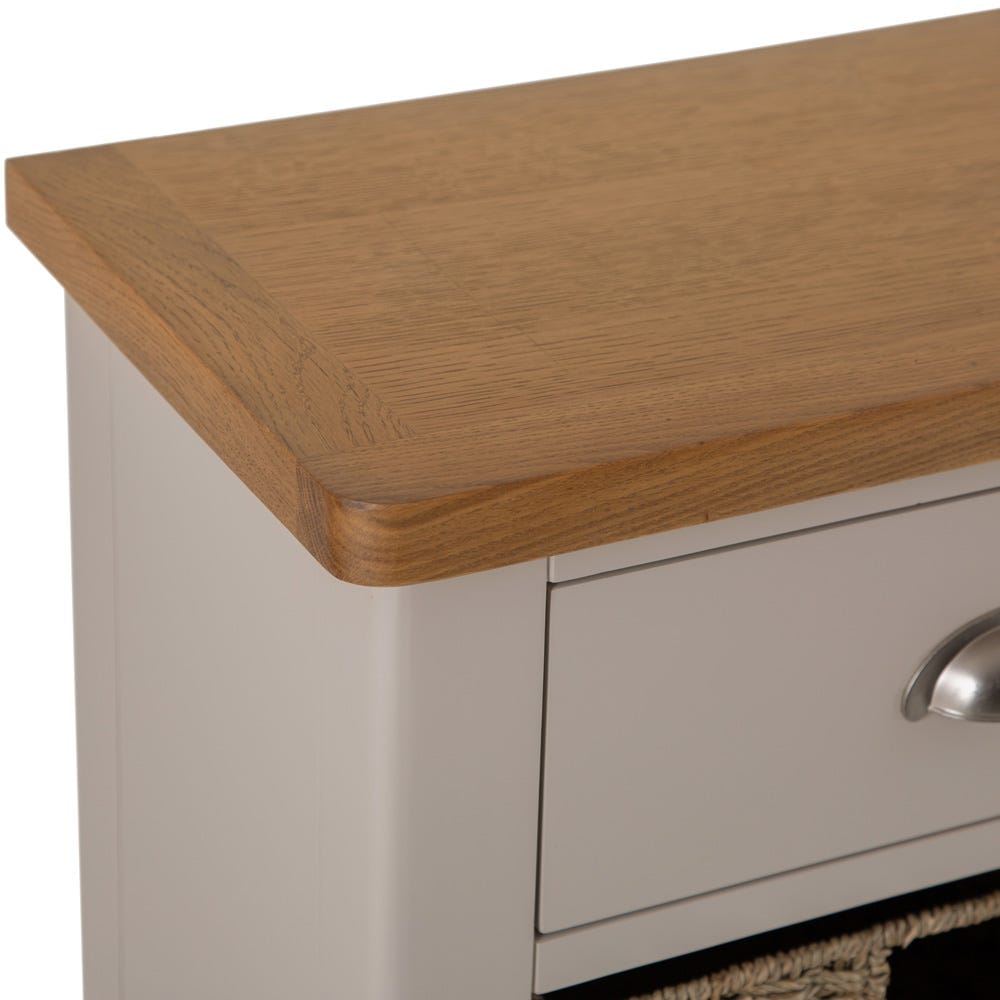 Rutland Painted Oak 1 Drawer 3 Wicker Basket Cabinet