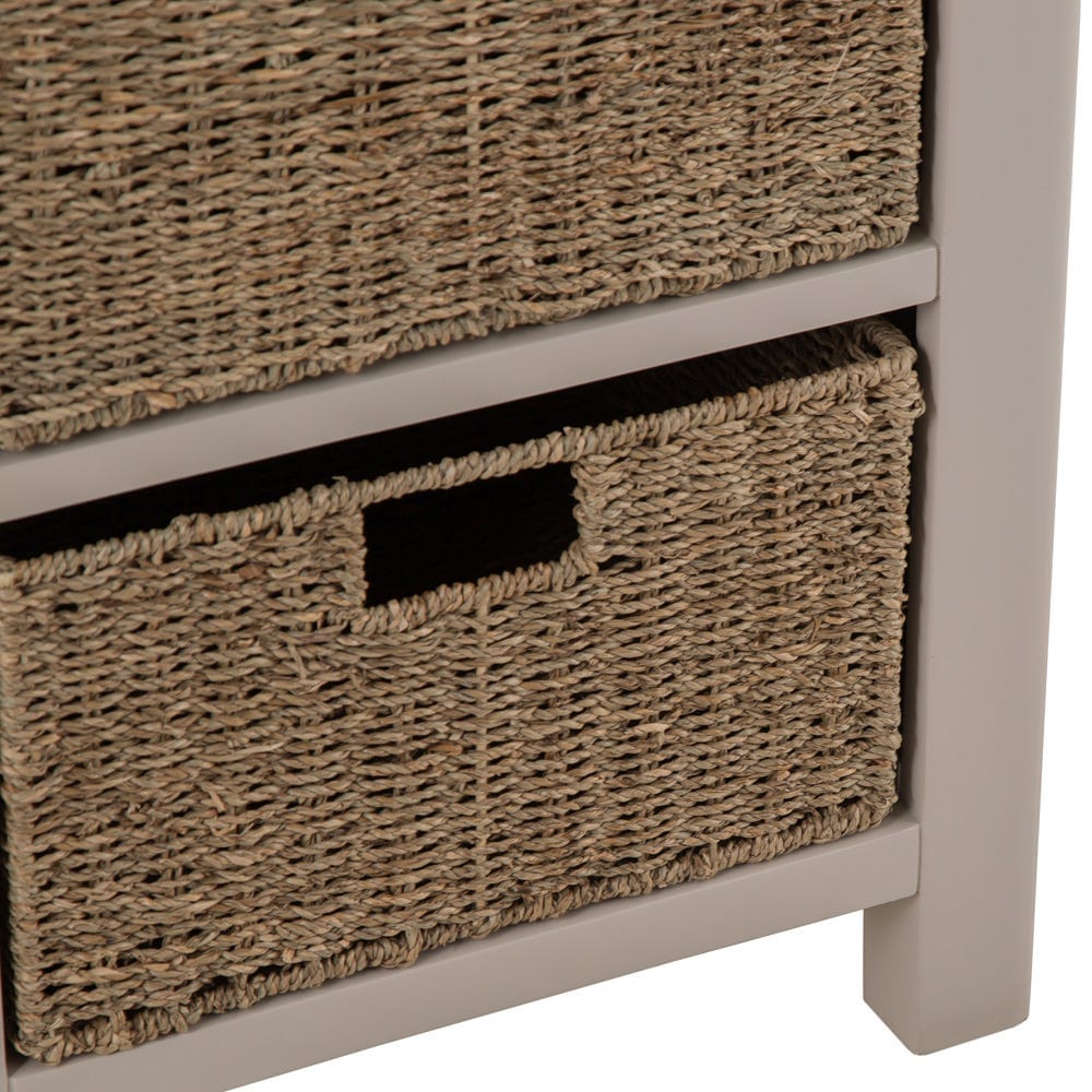 Rutland Painted Oak 1 Drawer 3 Wicker Basket Cabinet